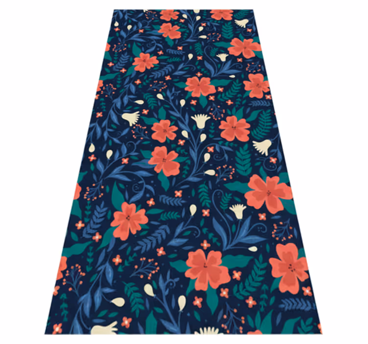 Bedroom vinyl rug with nordic floral art design - TenStickers