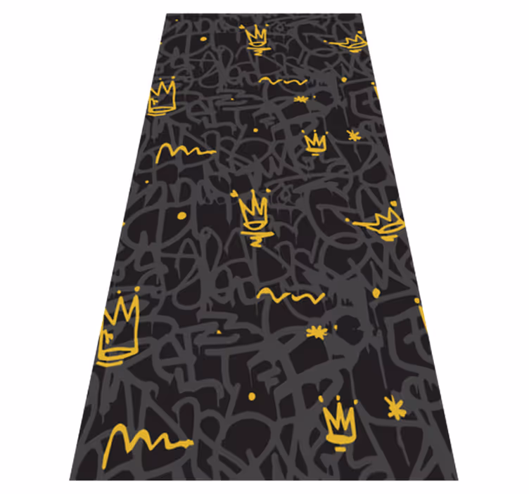 Bedroom vinyl rug black and gold graffiti crown - TenStickers