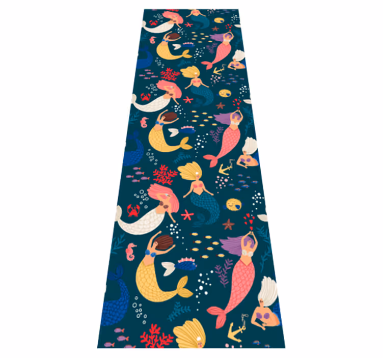 Bedroom vinyl rug in dark blue mermaid pattern - TenStickers