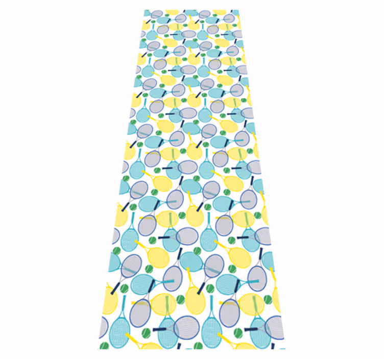 Bedroom vinyl rug with vibrant racket patterns - TenStickers