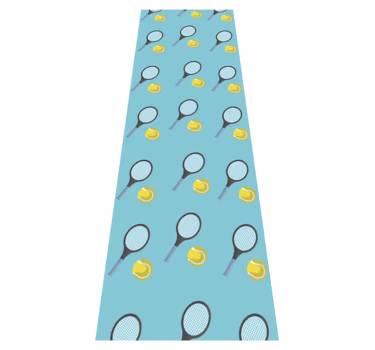 Bedroom vinyl rug with tennis rackets and balls pattern - TenStickers