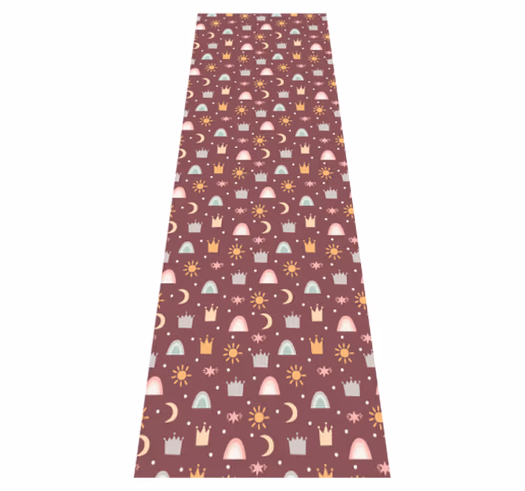 Bedroom vinyl rug with crowns, stars, and rainbows - TenStickers