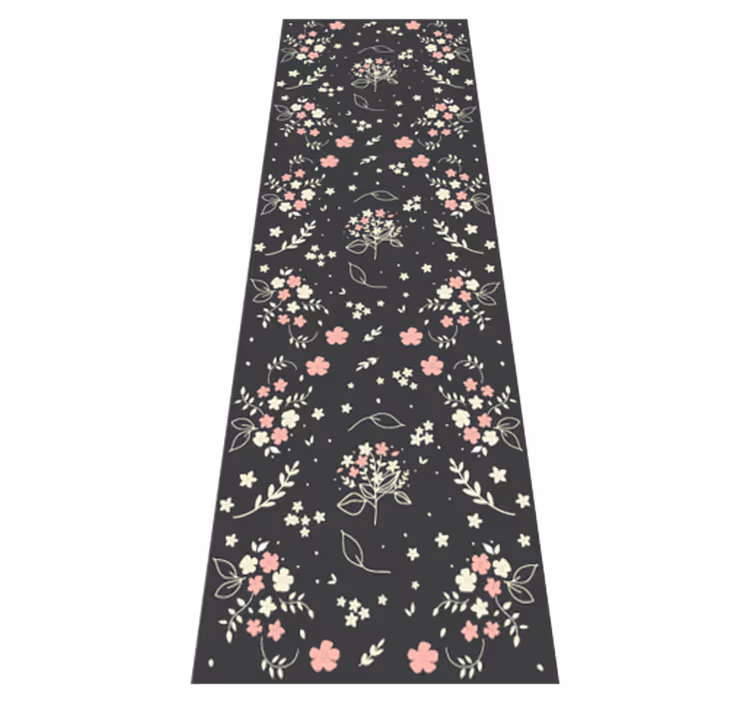Bedroom vinyl rug in gray with small pink accents - TenStickers