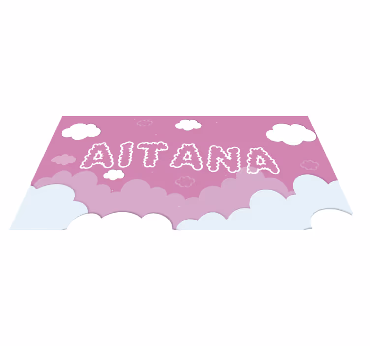 Custom Cloudy Name Floorpiece nursery vinyl rug - TenStickers