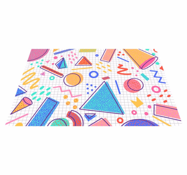Colorful Geometric Shapes Design modern rug - TenStickers