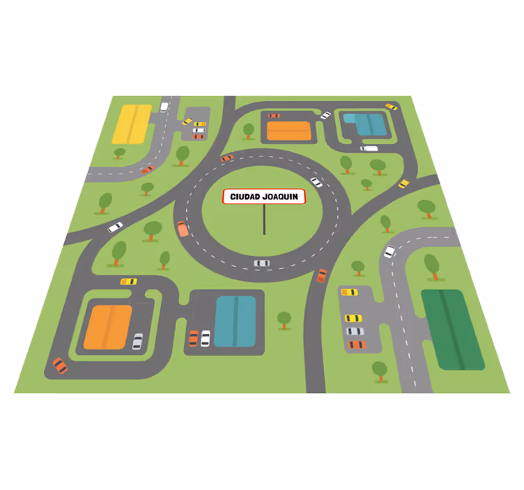 Personalized Cityscape custom vinyl rug - TenStickers