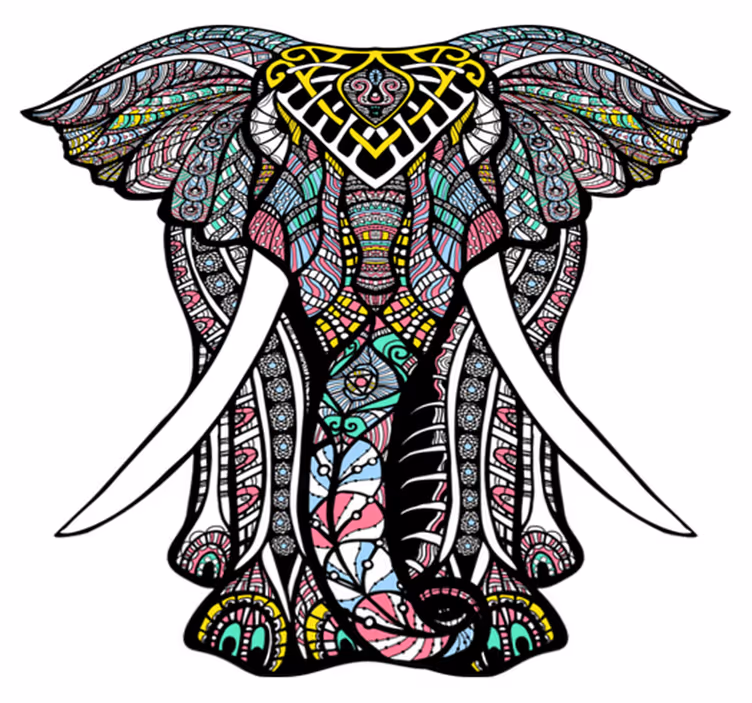 Stylized Elephant animal vinyl rug - TenStickers