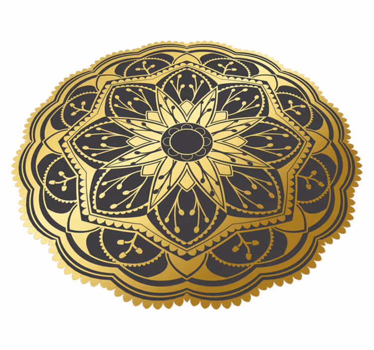 Golden Mandala Pattern mandala vinyl rug - TenStickers