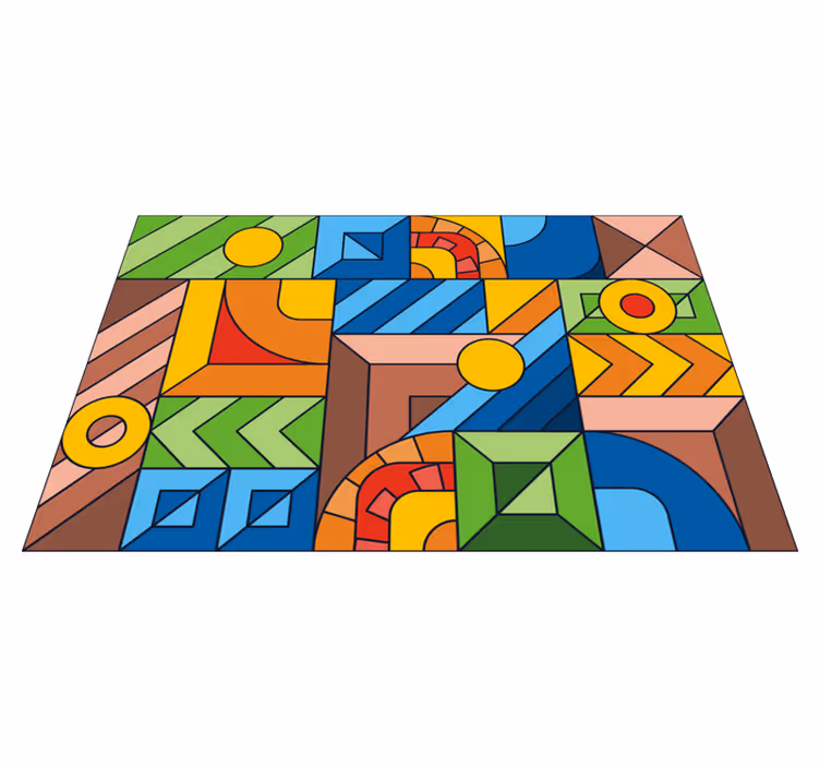 Geometric Color Blocks geometric vinyl rug - TenStickers