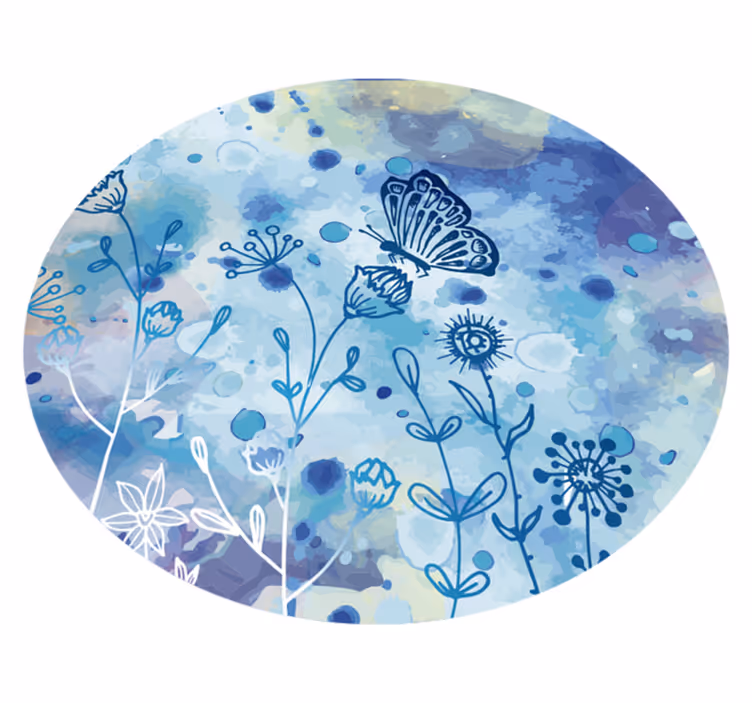 Botanical Watercolor floral vinyl rug - TenStickers