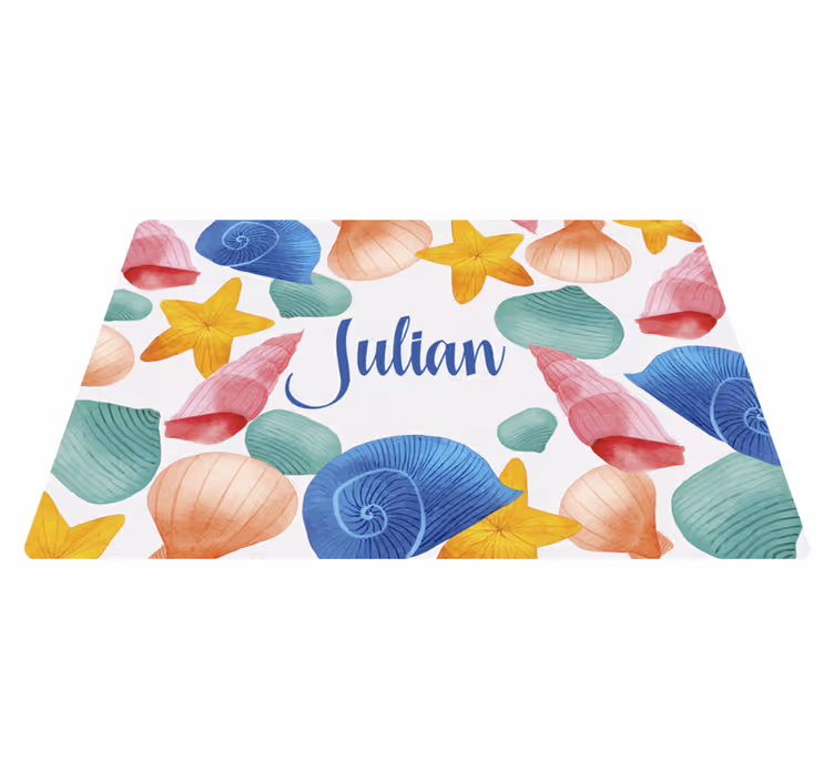 Seashell Personalization custom vinyl rug - TenStickers