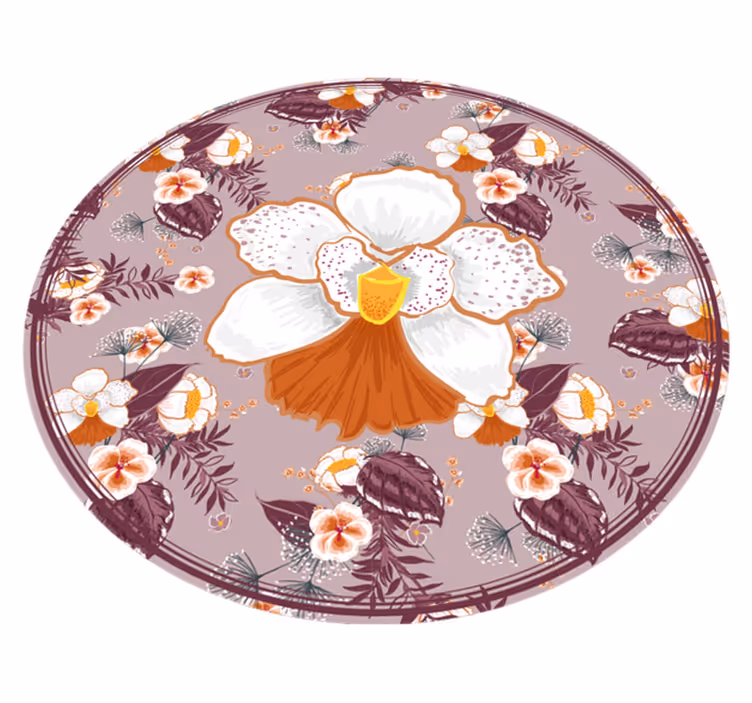 round colorful flower  vinyl living room rug - TenStickers