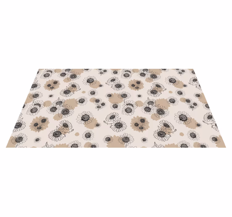 hand drawing vintage daisies vinyl bedroom rug - TenStickers