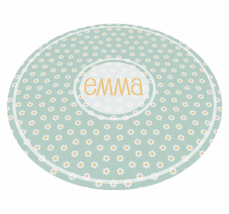 Personalized Daisy Circle custom vinyl rug - TenStickers