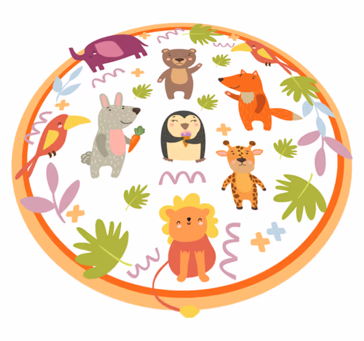 Cute cartoon zoo animals animal rug - TenStickers
