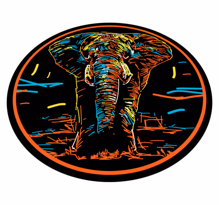 Multi-coloured elephant animal rug - TenStickers