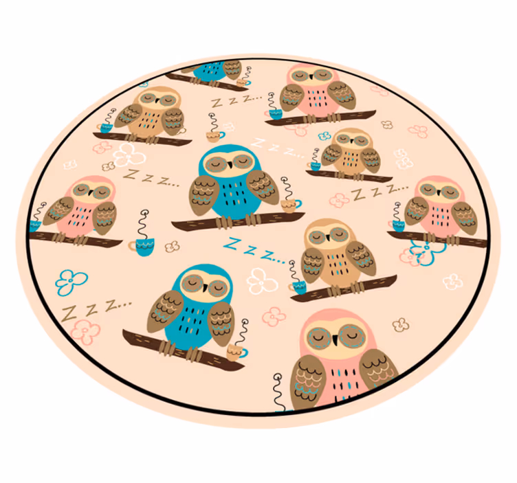 coffee owls animal vinyl rug - TenStickers