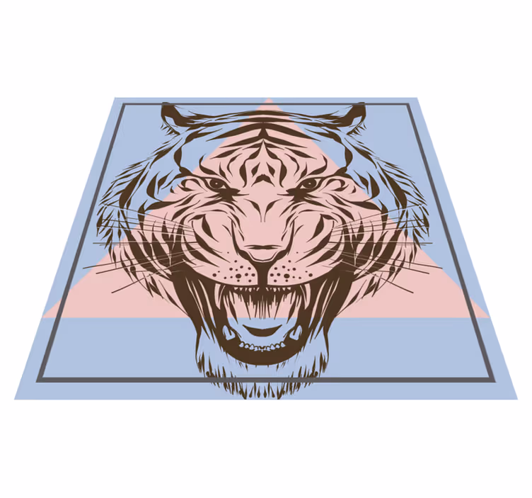 Stylized Tiger Portrait animal vinyl rug - TenStickers