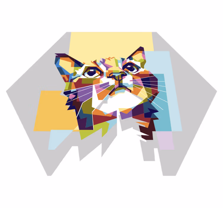 colorful cat hope animal rug - TenStickers