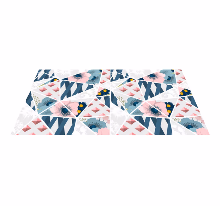 Geometric Floral Kaleidoscope geometric vinyl rug - TenStickers