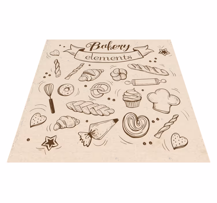 Bakery Themed Illustration kids vinyl rug - TenStickers