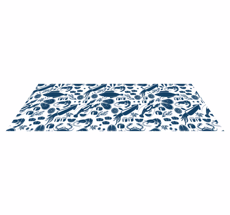 Seafood Pattern Kitchen kitchen vinyl rug - TenStickers