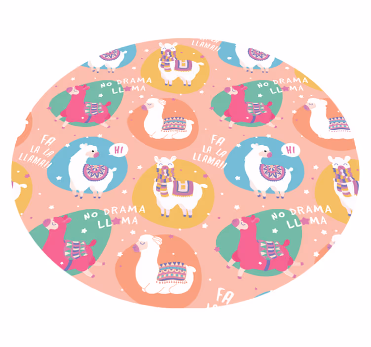 Lively Llama Circle kids vinyl rug - TenStickers