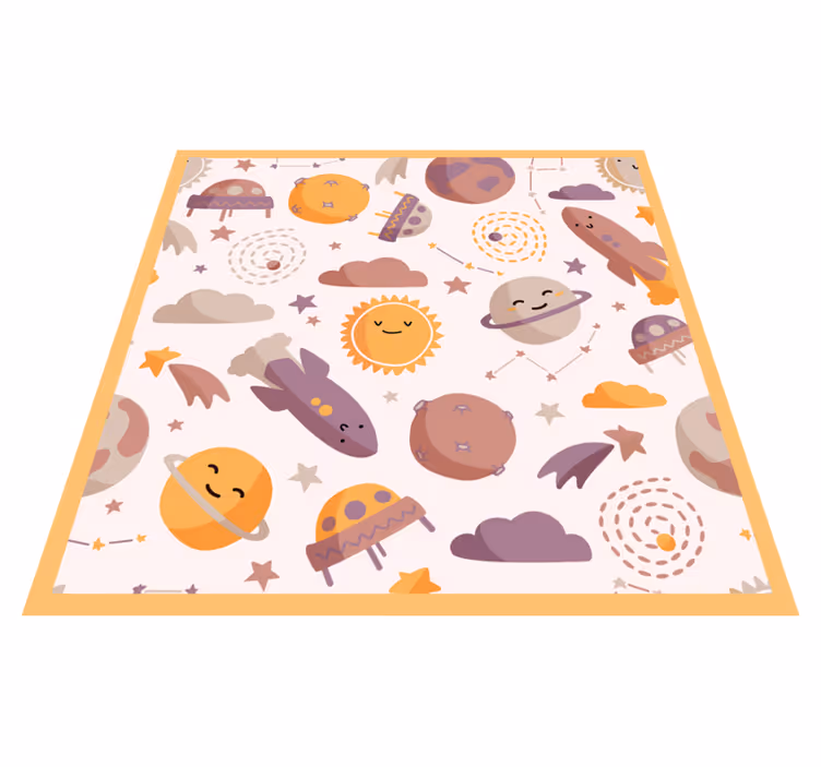 Playful Space Theme kids vinyl rug - TenStickers