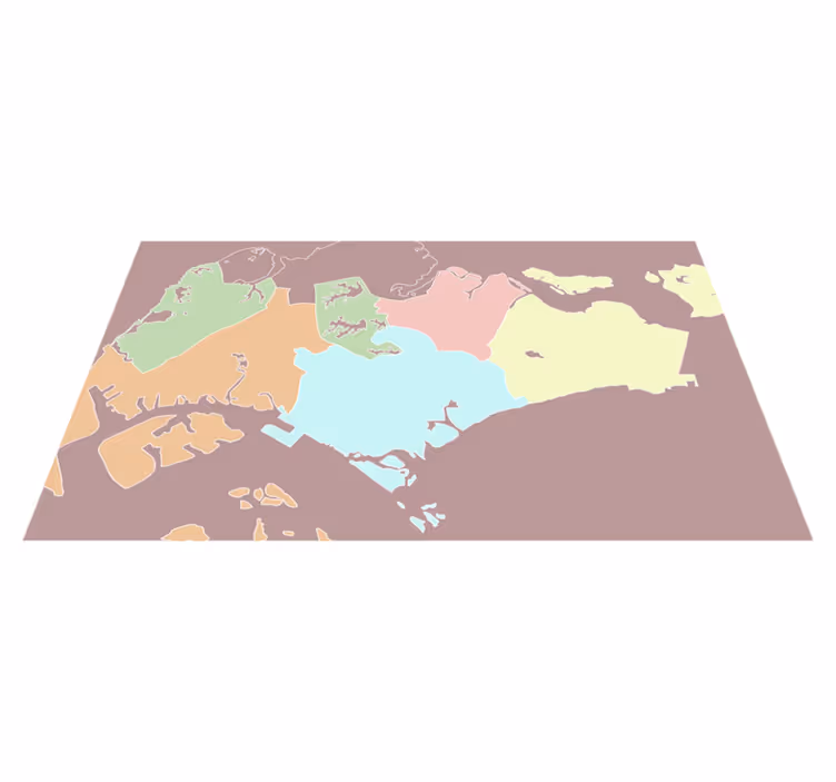 Singapore map earth tones world map rug - TenStickers