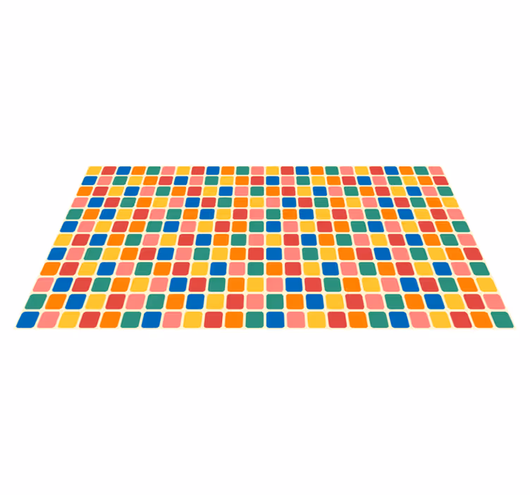 Multi-colour tile squares geometric vinyl rugs - TenStickers