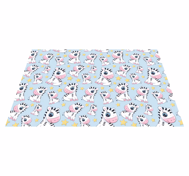 Cute Zebra and Stars kids vinyl rug - TenStickers