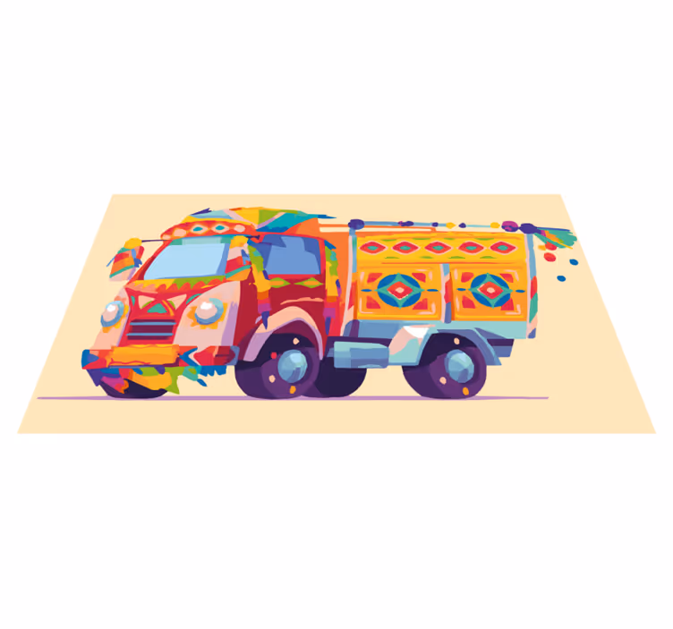 Colorful Truck Illustration kids vinyl rug - TenStickers