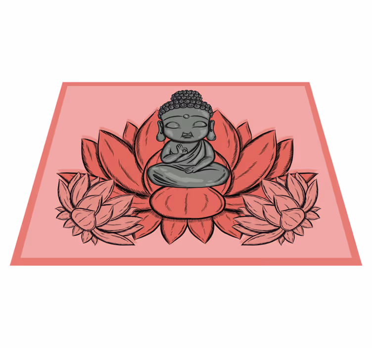 Lotus and cartoon buddha floral rug - TenStickers