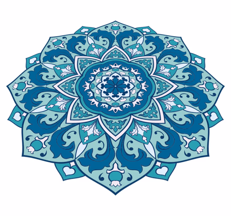 Blue elegant pattern mandala vinyl rug - TenStickers