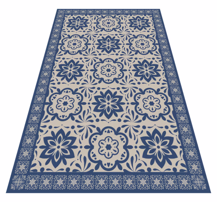 Floral Motif Pattern tile vinyl rug - TenStickers