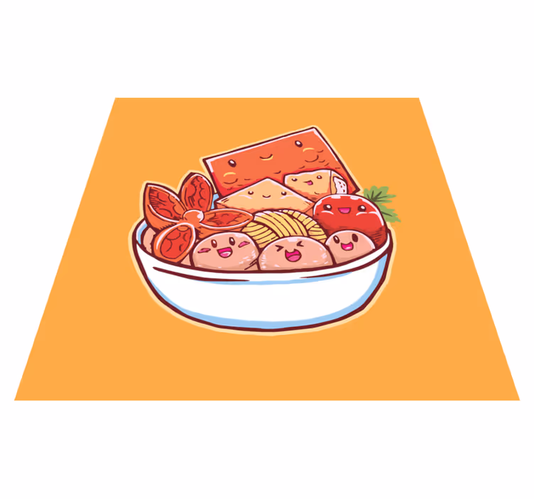 Cute cartoon food kitchen floor tiles - TenStickers