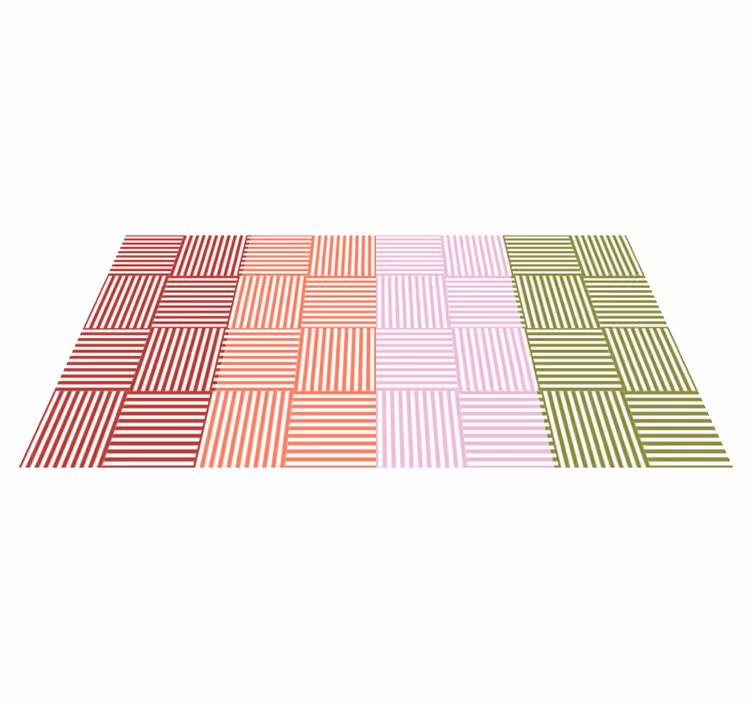 Colourful Striped Squares geometric vinyl rugs - TenStickers