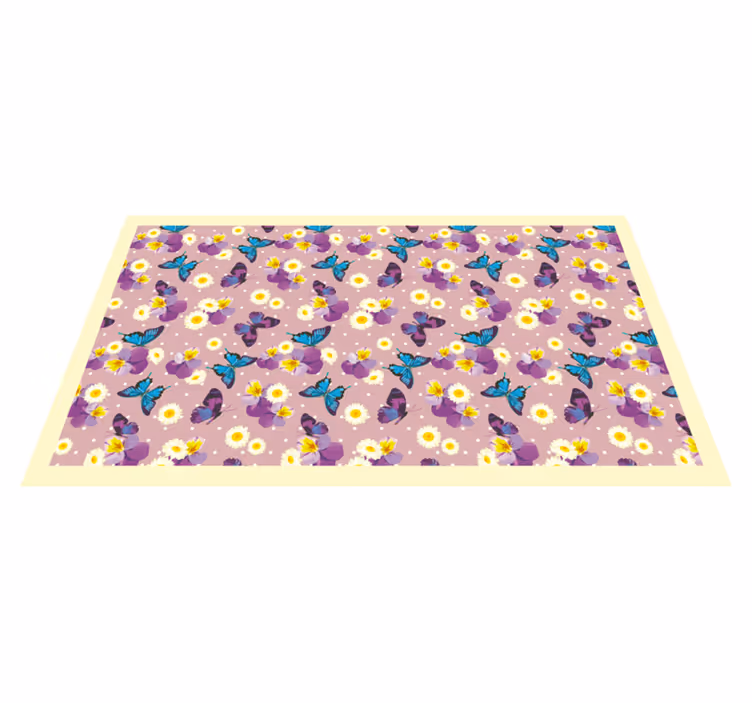 Pink polka dot butterfly animal rug - TenStickers