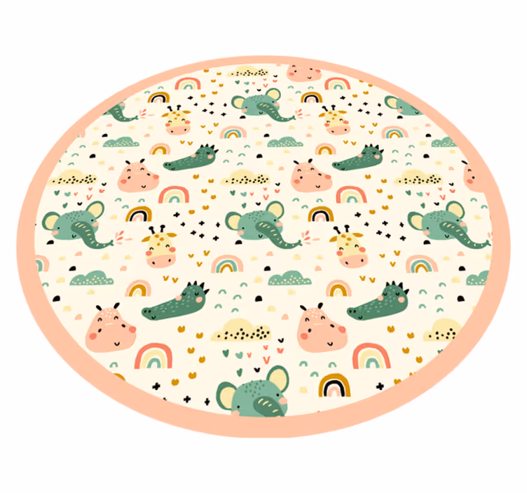 Nordic animal pattern kids vinyl rug - TenStickers