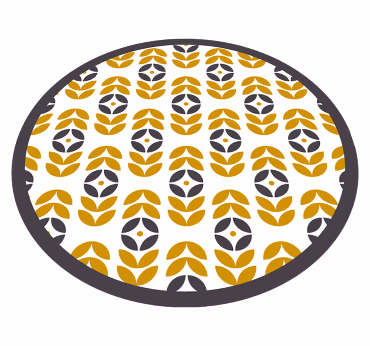 Stylish Leaf Pattern circular vinyl rug - TenStickers