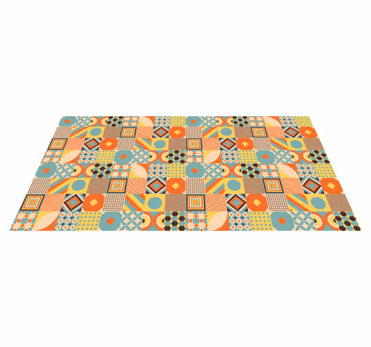 Lively tile design geometric vinyl rug - TenStickers