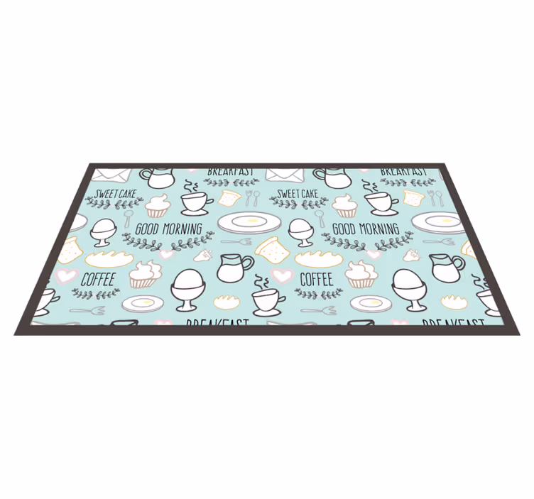 Morning coffee pattern kitchen floor tiles - TenStickers