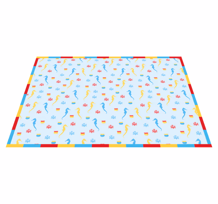 Seahorse blue design bathroom vinyl rug - TenStickers