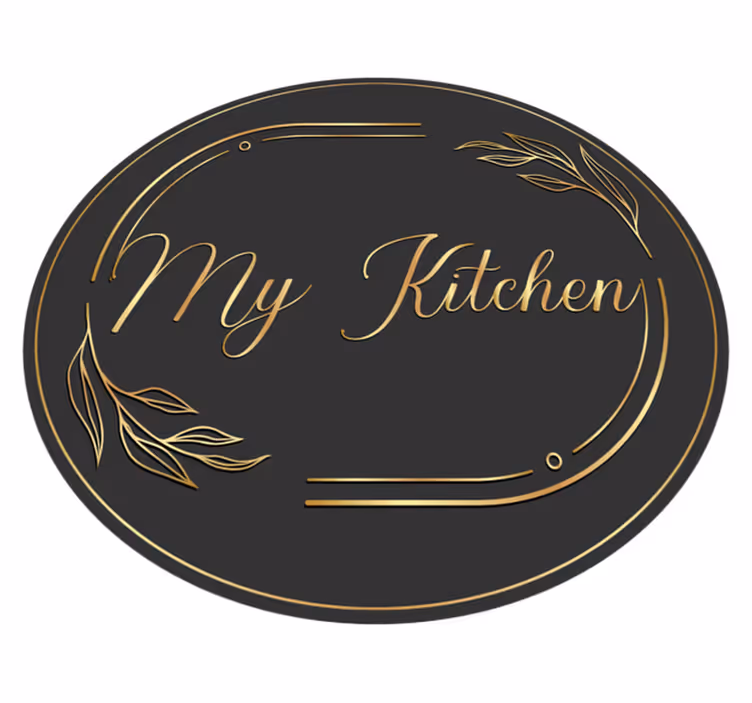 Kitchen vinyl rug my kitchen golden style - TenStickers