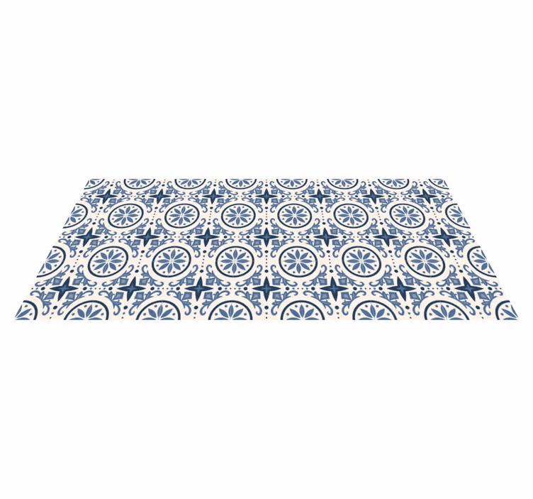 Blue nautical pattern tile vinyl rug - TenStickers