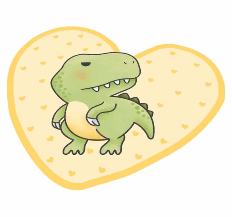 Dinosaur t-rex with yellow hearts kid vinyl rug - TenStickers