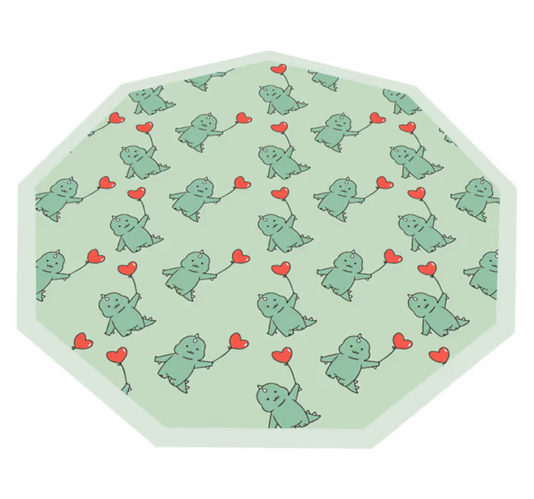Green dragons with hearts kids vinyl rug - TenStickers
