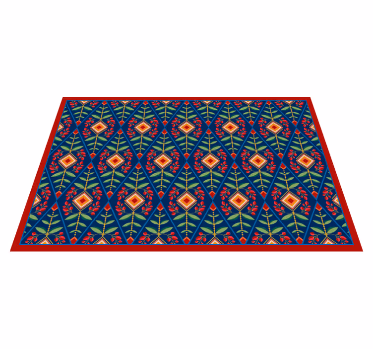 Geometric vinyl rug with botanical design - TenStickers