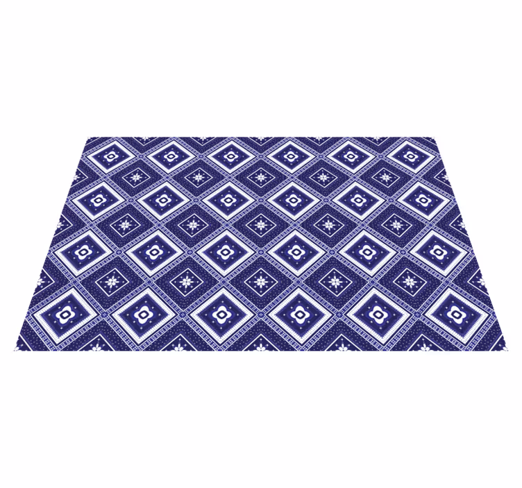Blue diamond motif tile vinyl rug - TenStickers