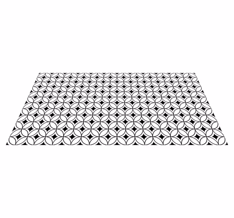 Black and white circles tile vinyl rug - TenStickers